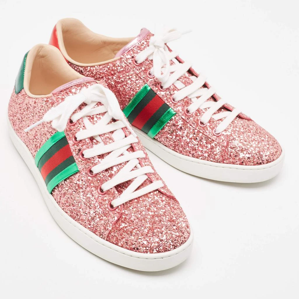 商品[二手商品] Gucci|Gucci Tri Color Glitter  and Leather Ace Low Top Sneakers Size 38.5,价格¥3527,第4张图片详细描述