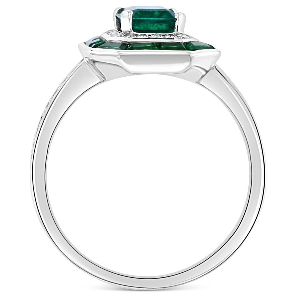商品Effy|EFFY® Multi-Gemstone (1-5/8 ct. t.w.) & Diamond (1/4 ct t.w.) Halo Statement Ring in 14k White Gold,价格¥12732,第3张图片详细描述