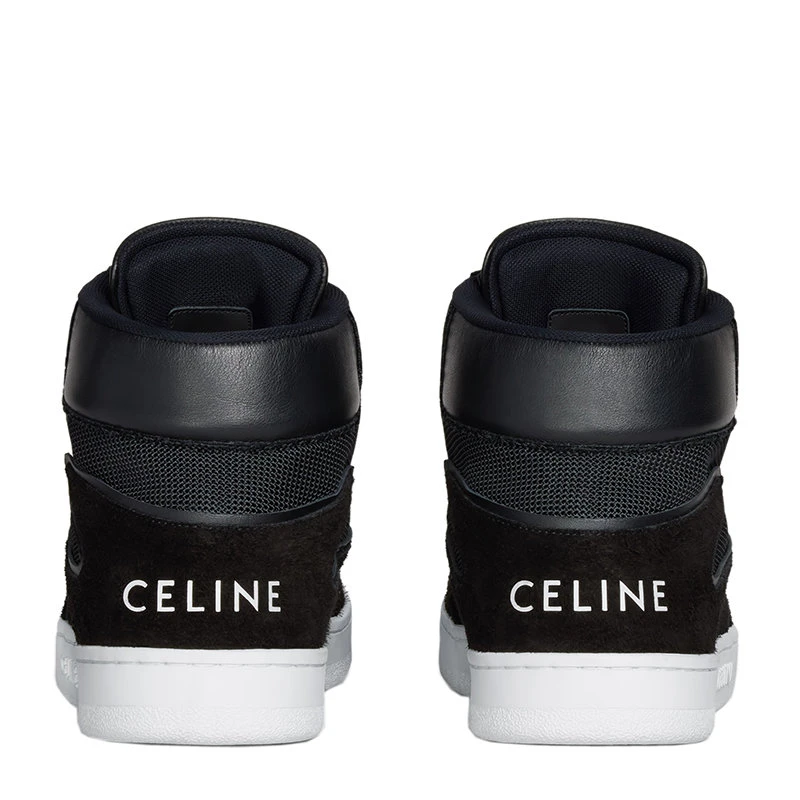 商品Celine|【预售3-7天】CELINE/赛琳  CT-01系列 男士黑色牛皮革拼网格面料��高帮运动鞋342813633C.38NO,价格¥5858,第5张图片详细描述