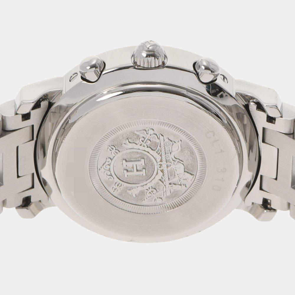 商品[二手商品] Hermes|Hermes Black Stainless Steel Clipper Chrono CL1.310 Women's Wristwatch 31 MM,价格¥6608,第5张图片详细描述