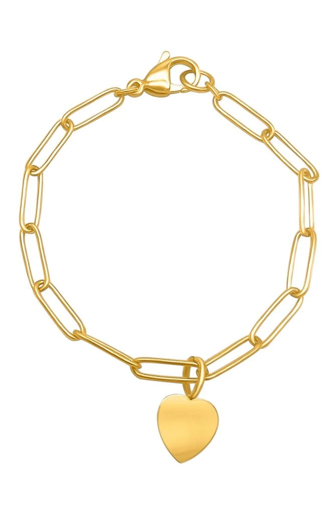 商品ADORNIA|14K Gold Plated Paperclip Chain Heart Charm Bracelet,价格¥151,第1张图片