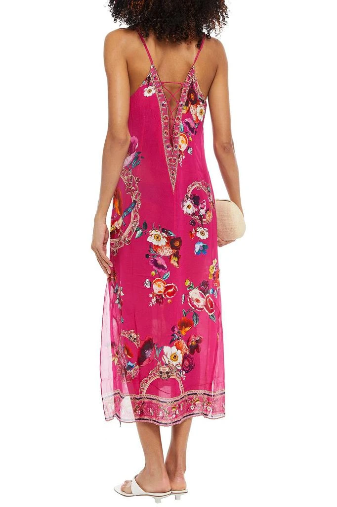 商品Camilla|Crystal-embellished floral-print silk crepe de chine and chiffon midi slip dress,价格¥960,第3张图片详细描述