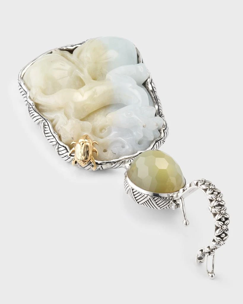 商品Stephen Dweck|Vintage Hand Carved Jade Faceted Moonstone and Chalcedony Pendant,价格¥13164,第3张图片详细描述