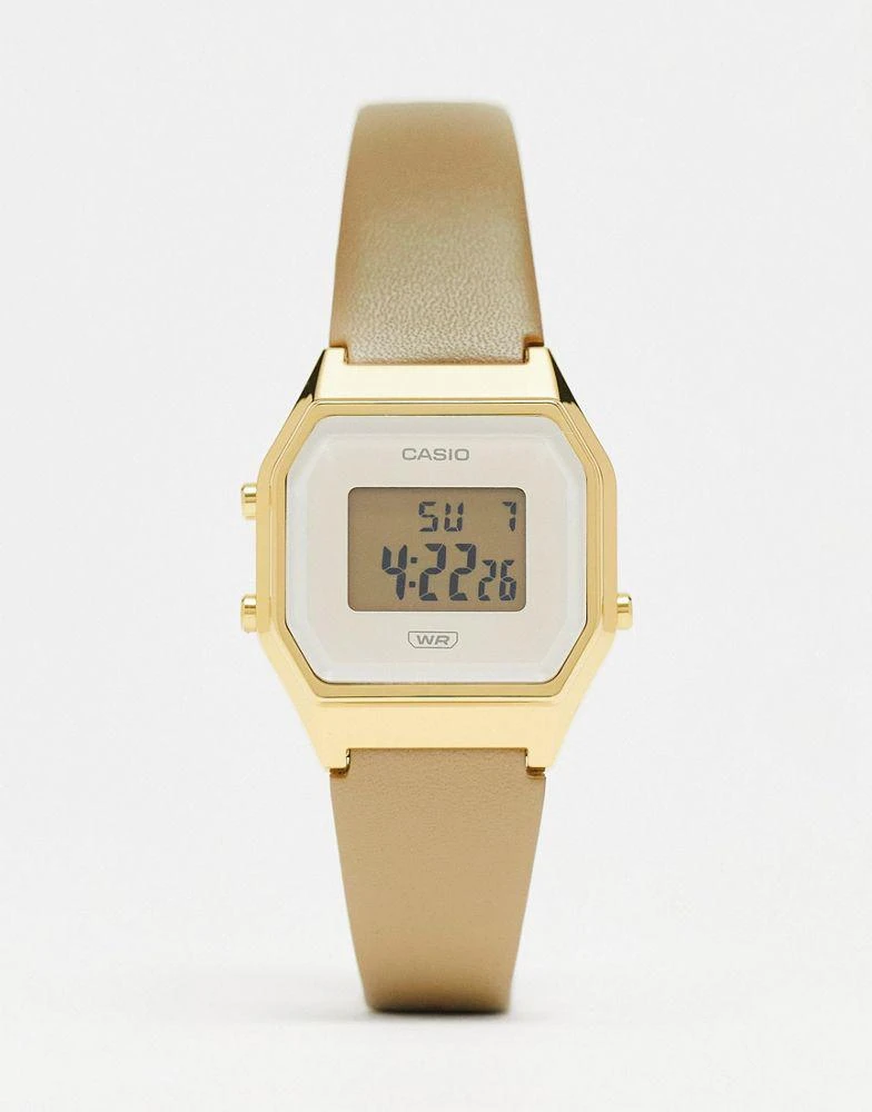 商品Casio|Casio LA680 leather band gold plated watch in nude and gold,价格¥489,第1张图片