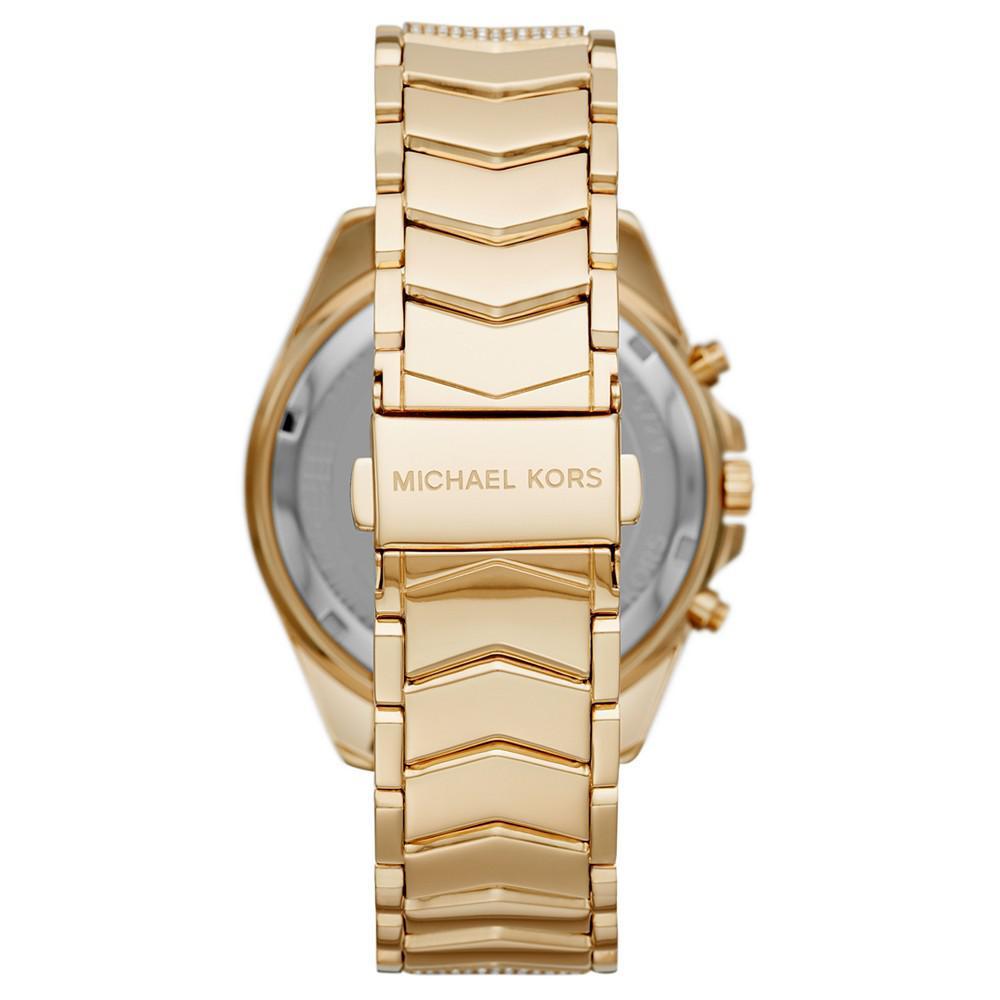 商品Michael Kors|Women's Chronograph Whitney Gold-Tone Stainless Steel Pave Bracelet Watch 45mm,价格¥2935,第5张图片详细描述