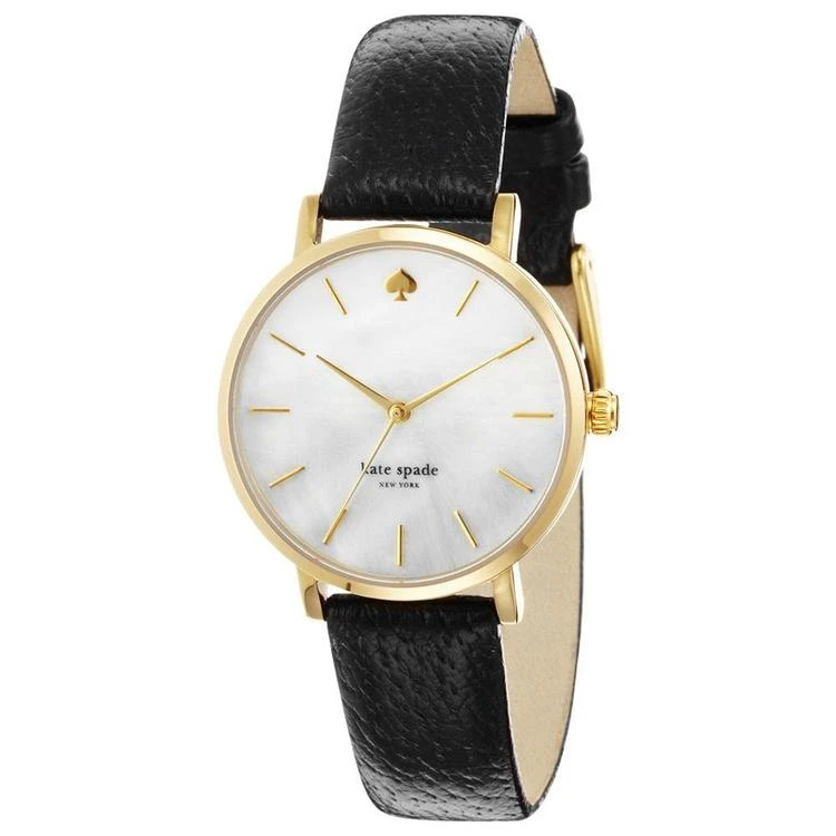 商品Kate Spade|Watch, Women's Metro Black Leather Strap 34mm 1YRU0010,价格¥876,第1张图片