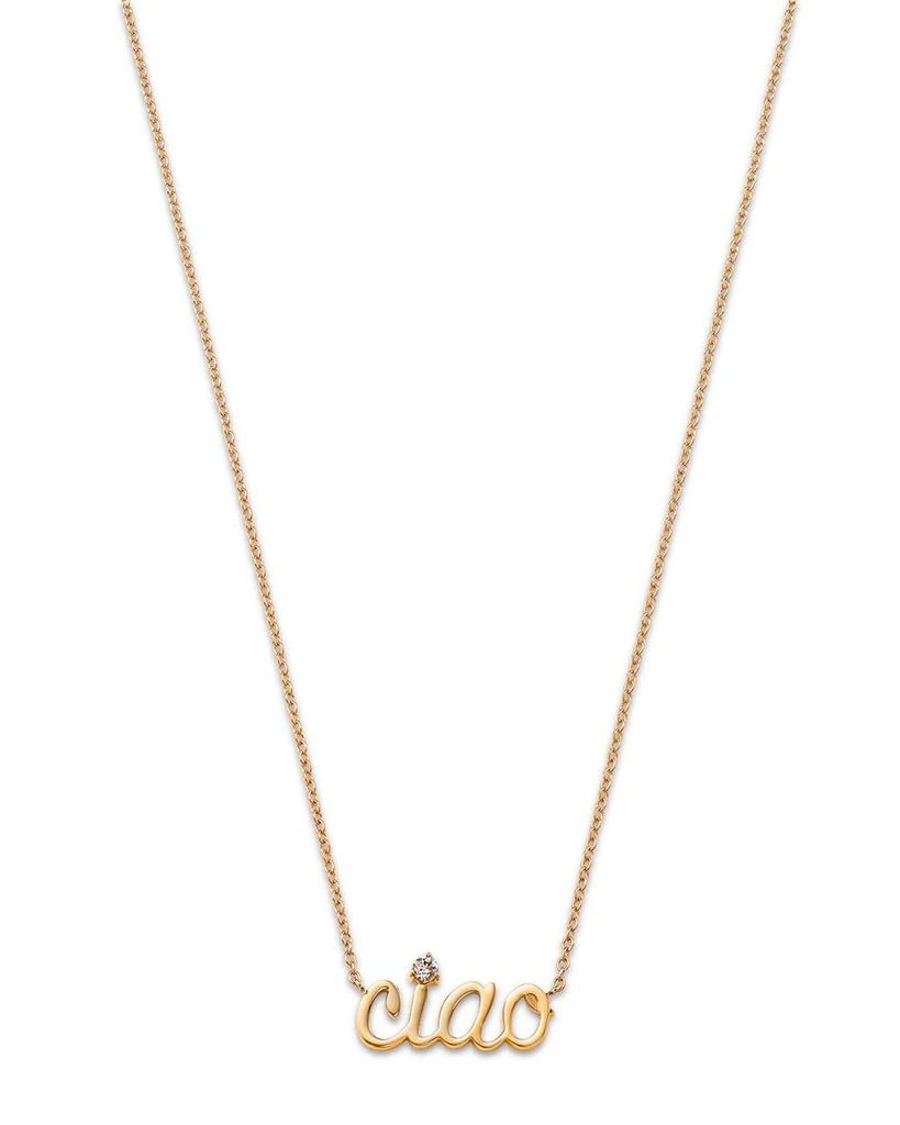 商品Moon & Meadow|14K Yellow Gold Italy White Topaz Ciao Pendant Necklace, 16-18" - Exclusive,价格¥4347,第1张图片