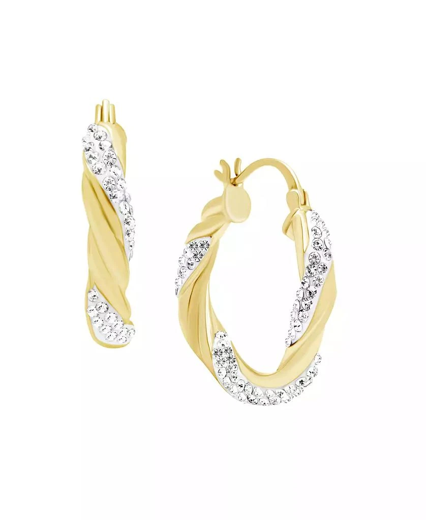 商品Essentials|Clear Crystal Twisted Click Top Hoop Earring in Silver Plate or Gold Plate,价格¥191,第1张图片