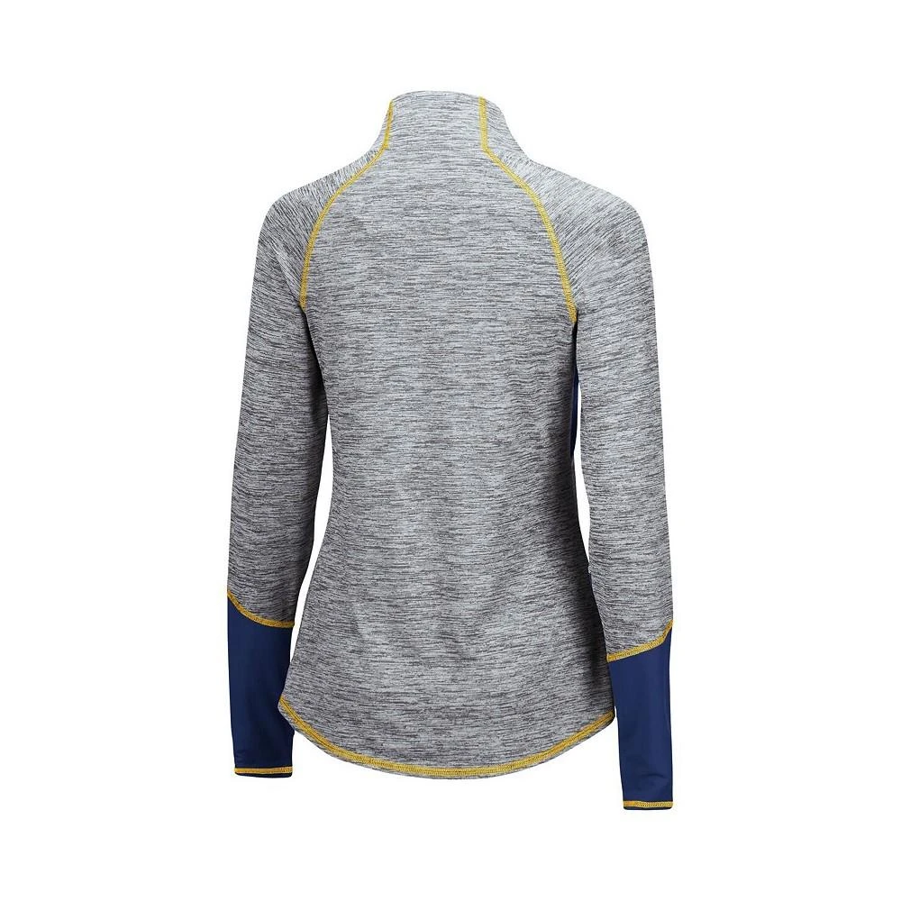 商品Colosseum|Women's Heathered Gray, Navy West Virginia Mountaineers Color Block Space-Dye Raglan Quarter-Zip Top,价格¥361,第3张图片详细描述