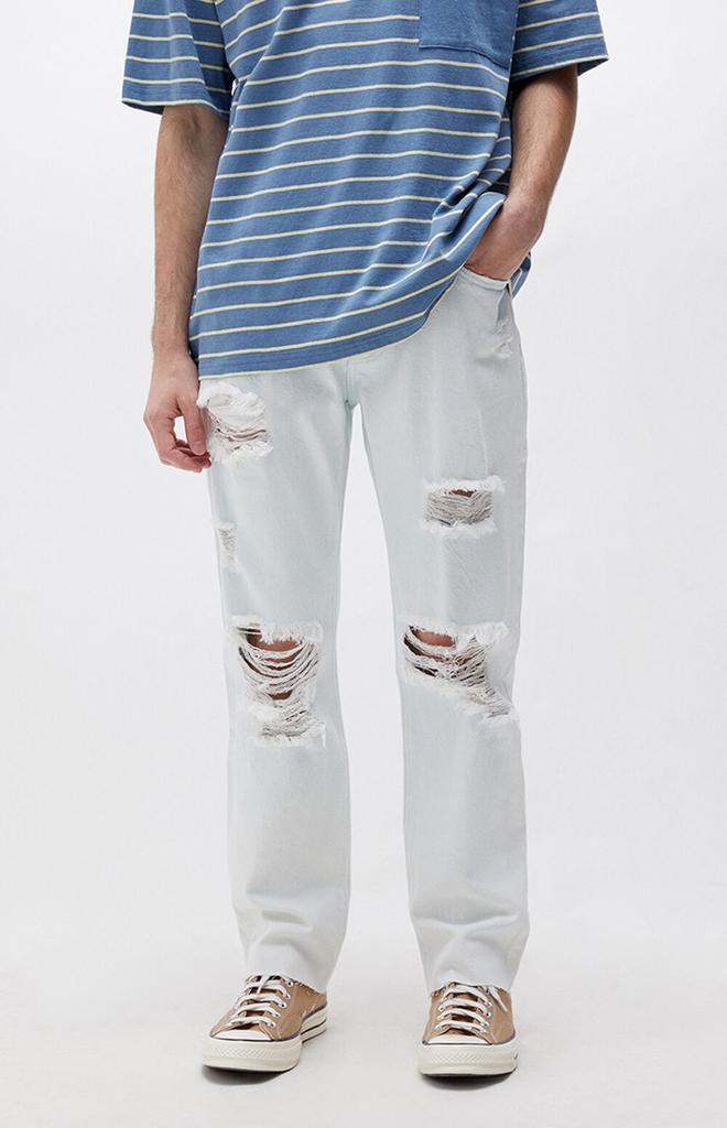 Eco Bleach Ripped Straight Jeans商品第2张图片规格展示