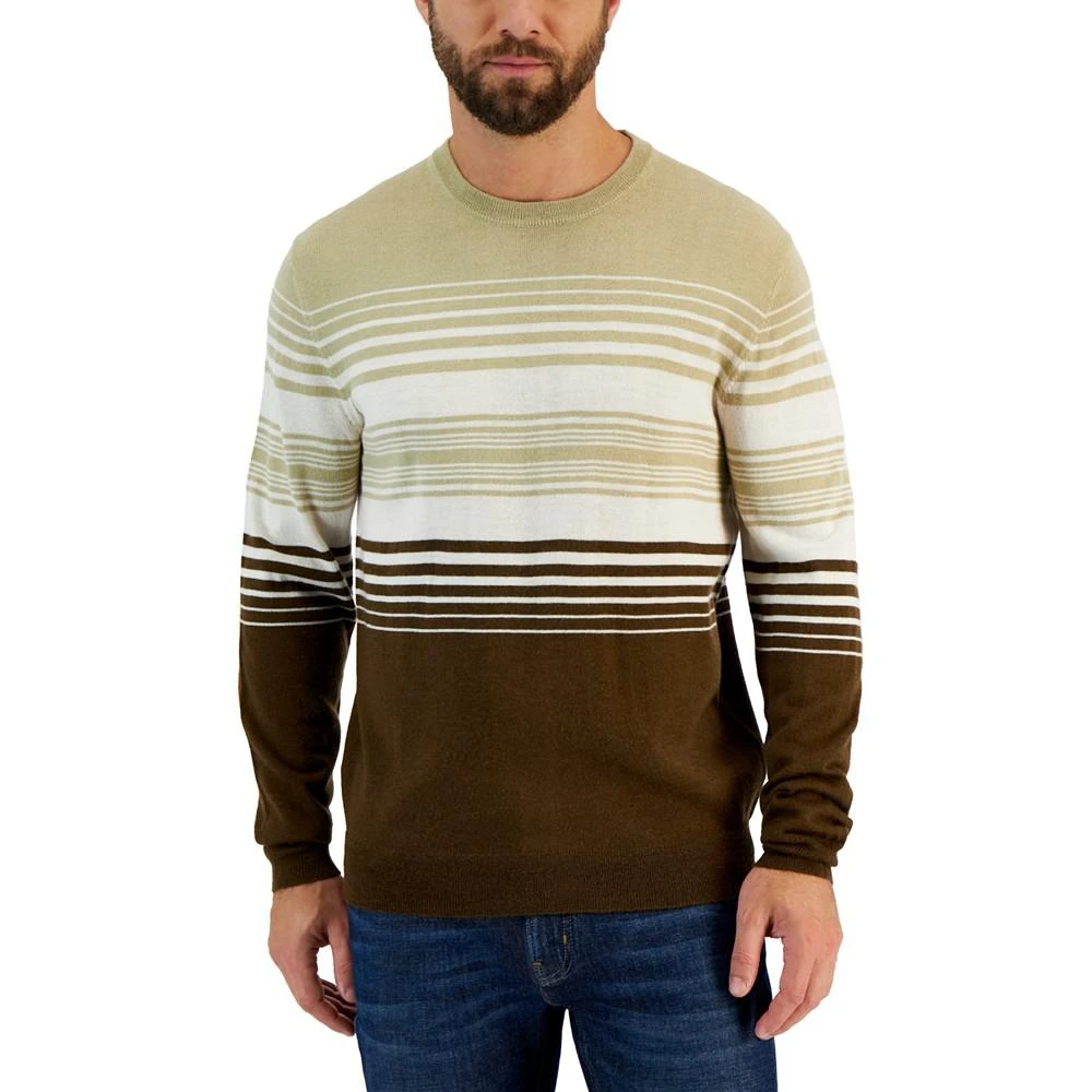 商品Club Room|Men's Dylan Merino Striped Long Sleeve Crewneck Sweater, Created for Macy's,价格¥222,第1张图片