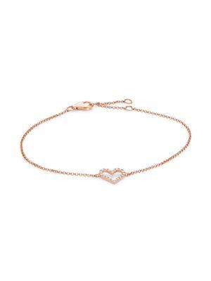 14K Rose Gold Diamond Heart Tennis Bracelet商品第1张图片规格展示