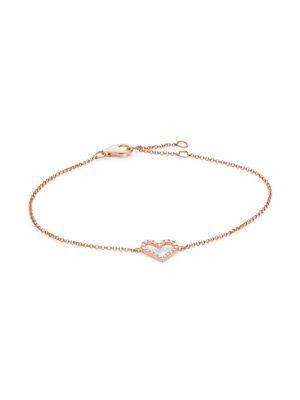 商品Effy|14K Rose Gold Diamond Heart Tennis Bracelet,价格¥2276,第1张图片