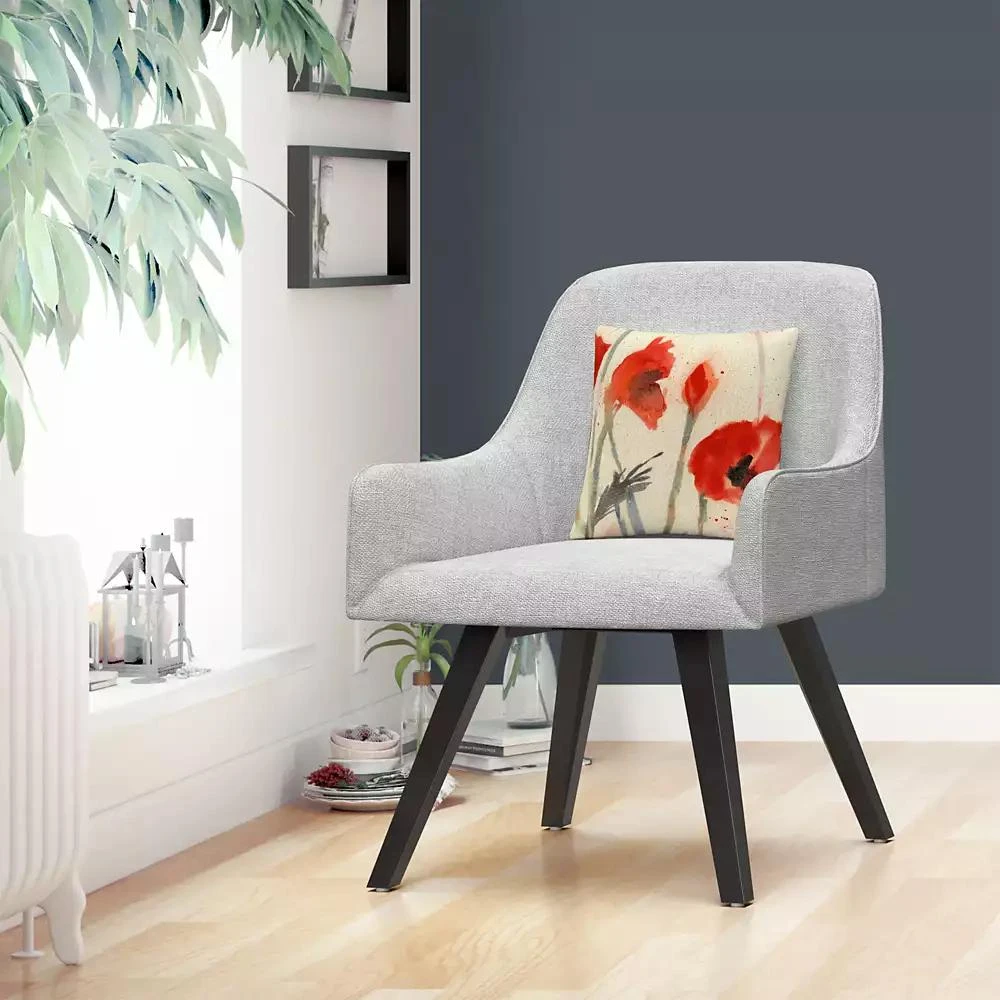 商品Baldwin|heila Golden Red Poppy Light Floral Abstract Decorative Pillow, 16" x 16",价格¥220,第3张图片详细描述
