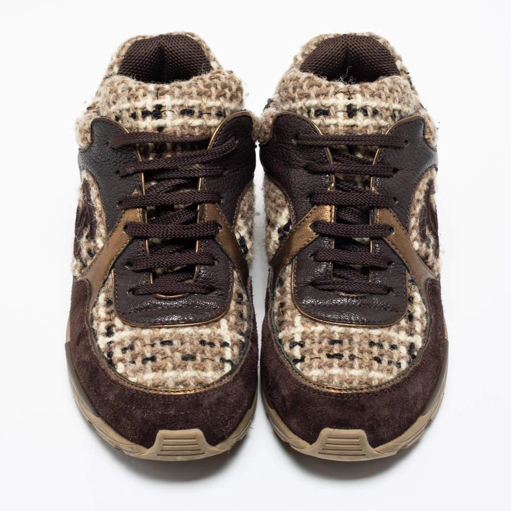 商品[二手商品] Chanel|Chanel Brown Tweed And Leather CC Low Top Sneakers Size 38,价格¥4006,第3张图片详细描述