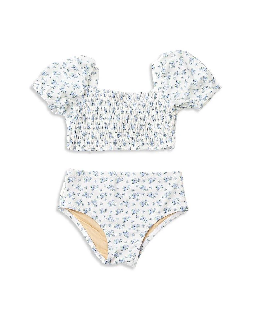商品Shade Critters|Girls' Cottage Floral Smocked Puff Sleeved Two Piece Swimsuit - Little Kid, Big Kid,价格¥418,第1张图片