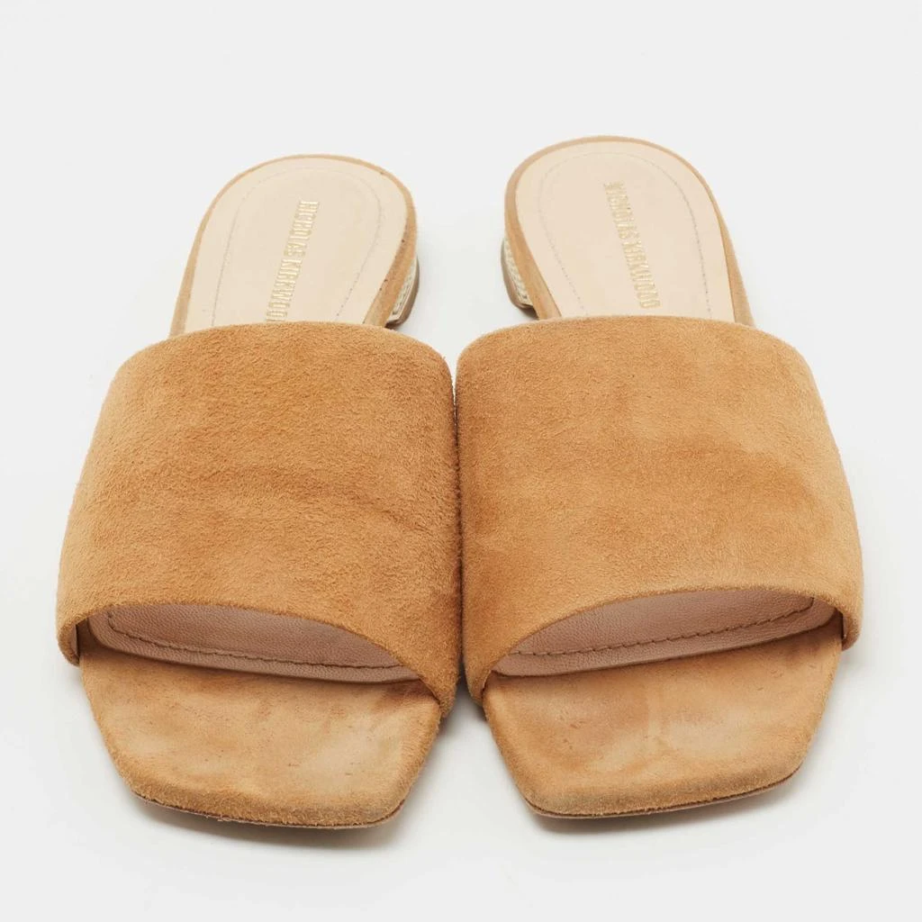 商品[二手商品] Nicholas Kirkwood|Nicholas Kirkwood Tan Suede Pearl Embellished Flat Slides Size 36,价格¥924,第3张图片详细描述