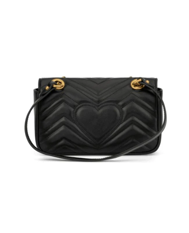 商品Gucci|Gucci GG Marmont Mini Shoulder Bag Black Chevron Leather with Gold Chain Women's Shoulder Bag 446744 DTDIT 1000,价格¥11204,第4张图片详细描述