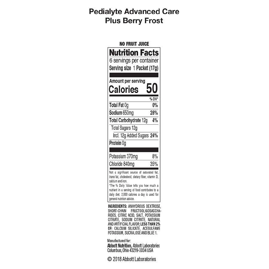 商品Pedialyte|AdvancedCare Plus Electrolyte Powder Berry Frost,价格¥121,第3张图片详细描述