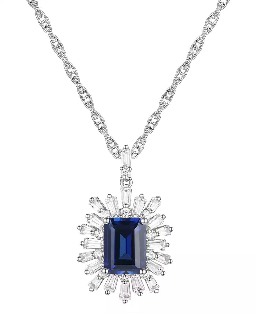 商品Macy's|Lab-Grown Sapphire (2 ct. t.w.) & Lab-Grown White Sapphire (1 ct. t.w.) 18" Pendant Necklace in Gold-Plated Sterling Silver (Also in Lab-Grown Emerald & Lab-Grown Ruby),价格¥655,第1张图片