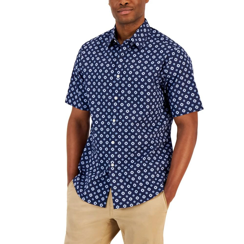 商品Club Room|Men's Pisa Medallion Print Refined Woven Short-Sleeve Shirt, Created for Macy's,价格¥161,第1张图片