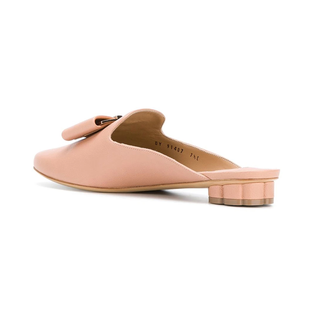 SALVATORE FERRAGAMO 女士淡粉色牛皮花卉造型鞋跟穆勒鞋 0684333 商品