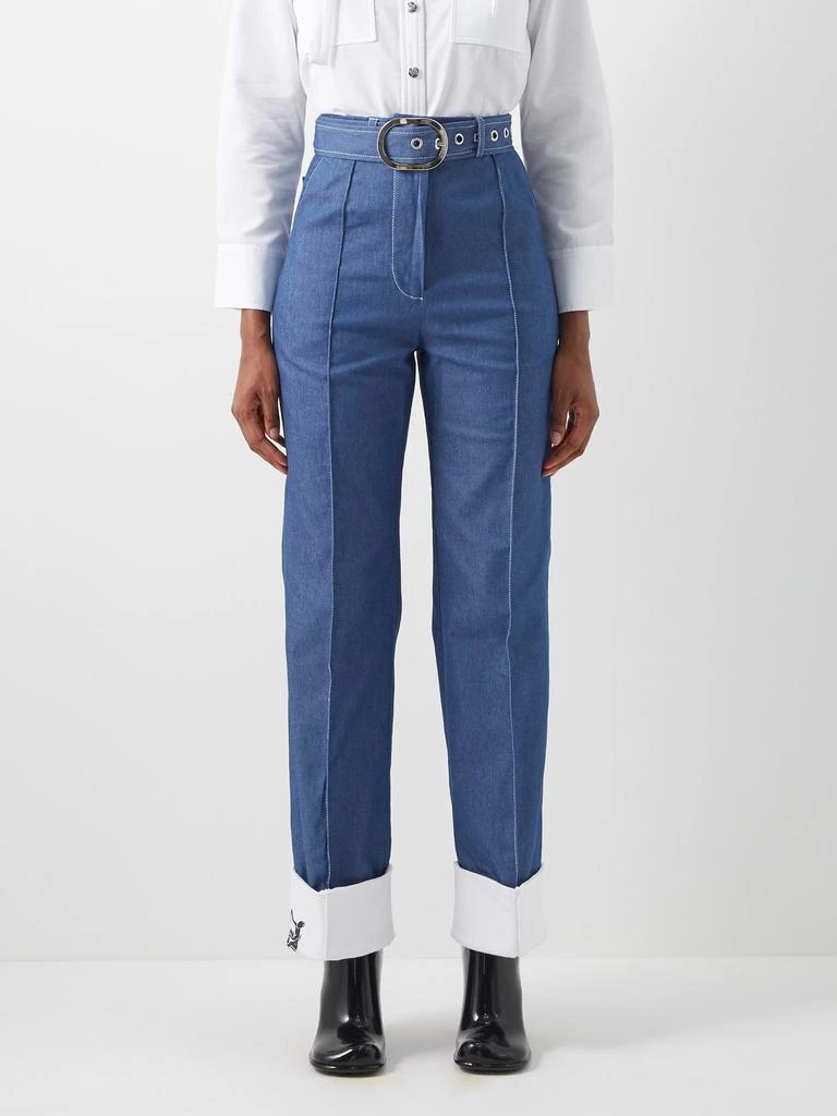 商品Thebe Magugu|Turn-up cuff topstitched denim jeans,价格¥1384,第1张图片