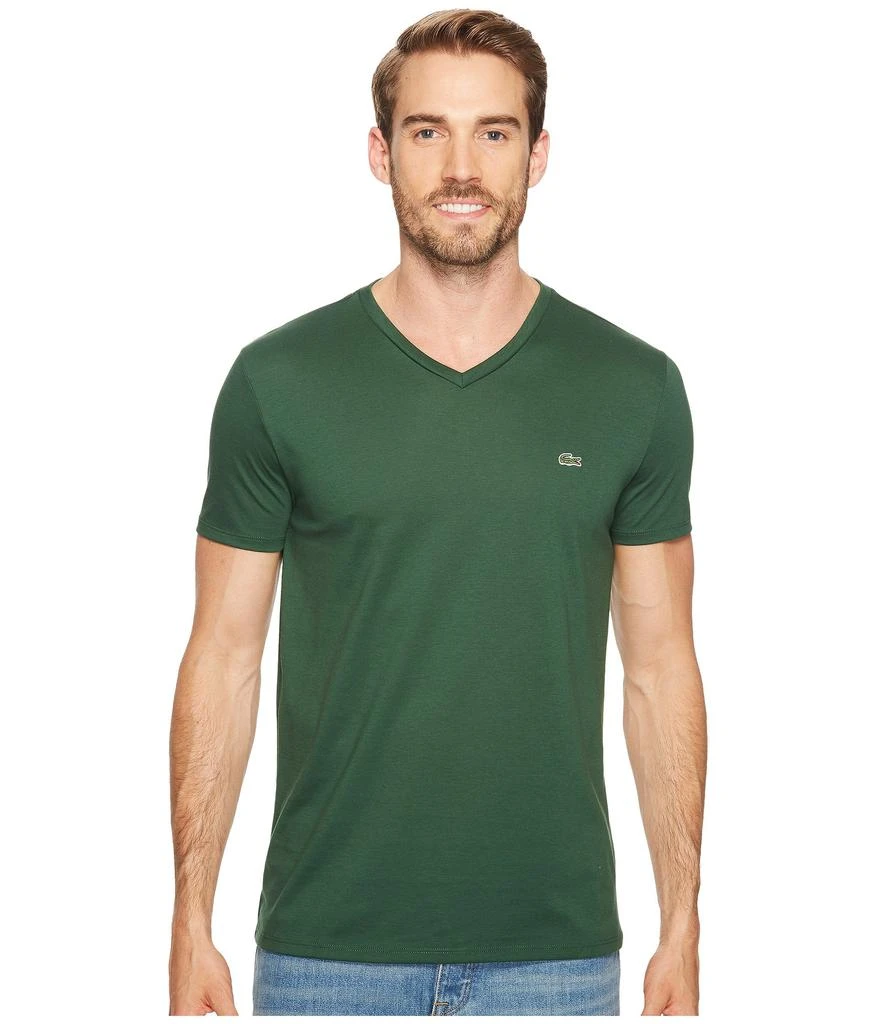 商品Lacoste|Short Sleeve Pima Jersey V-Neck T-Shirt,价格¥450,第1张图片详细描述