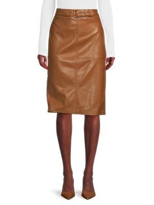 商品Tahari|Faux Leather Belted Pencil Skirt,价格¥488,第1张图片