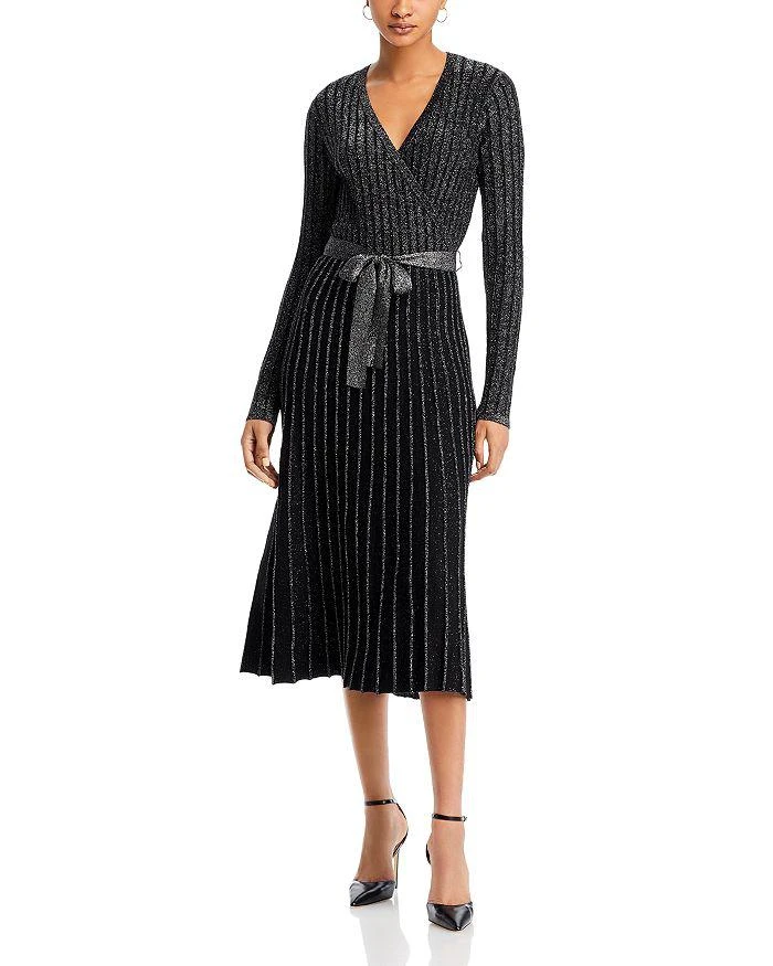 商品Tahari|Metallic Knit Wrap Dress,价格¥479,第1张图片