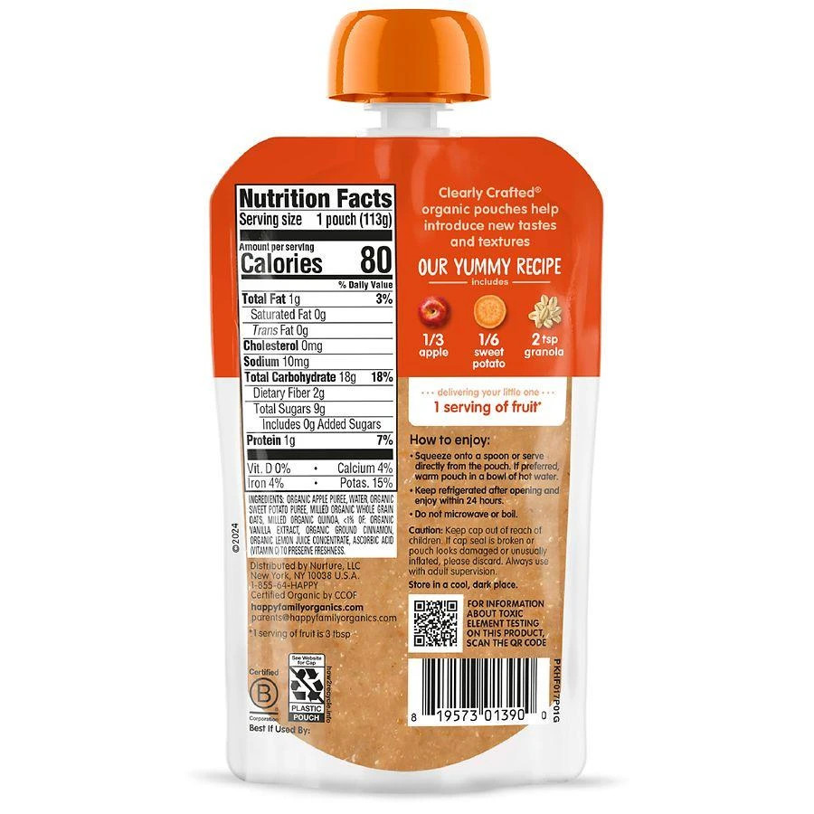 商品Happy Baby|Organics Clearly Crafted Stage 2 Meals Apples, Sweet Potatoes & Granola Pouch Apples, Sweet Potatoes & Granola, Single Pouch,价格¥15,第3张图片详细描述