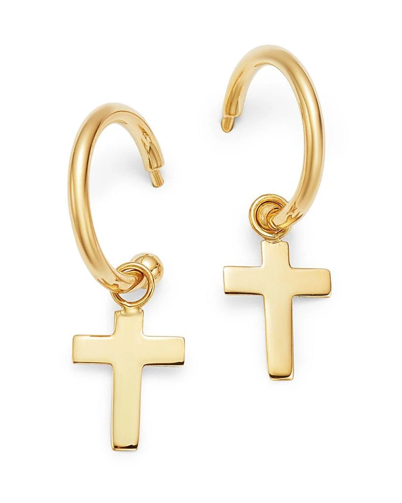 商品Moon & Meadow|14K Yellow Gold Small Dangling Cross Hoop Earrings - Exclusive,价格¥1935,第1张图片