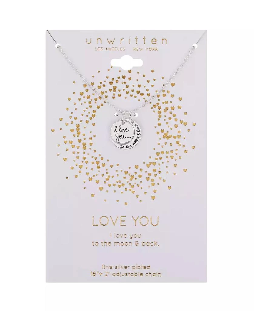 商品Unwritten|Silver Plated Brass "I Love You to The Moon and Back" Pendant Necklace with Extender,价格¥66,第2张图片详细描述