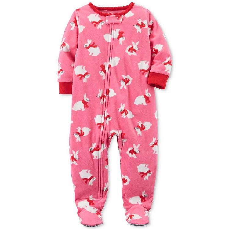 商品Carter's|1-Pc. Bunny-Print Footed Fleece Pajamas, Baby Girls,价格¥59,第1张图片