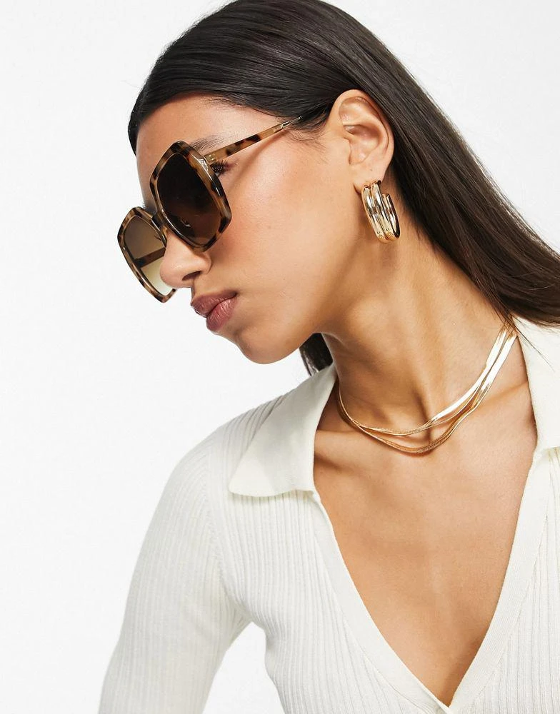 商品ASOS|ASOS DESIGN frame oversized 70s sunglasses in milky tort,价格¥130,第4张图片详细描述