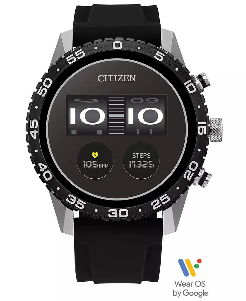 商品Citizen|Unisex CZ Smart Wear OS Black Silicone Strap Smart Watch 45mm,价格¥1403,第1张图片