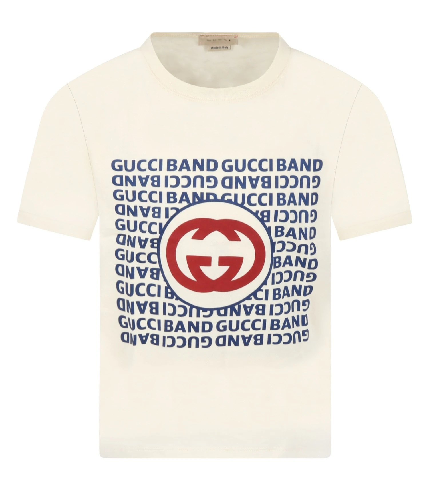 商品[国内直发] Gucci|GUCCI 男童淡黄色棉质徽标印花圆领短袖T恤 547865-XJEJ6-9756,价格¥1396,第1张图片