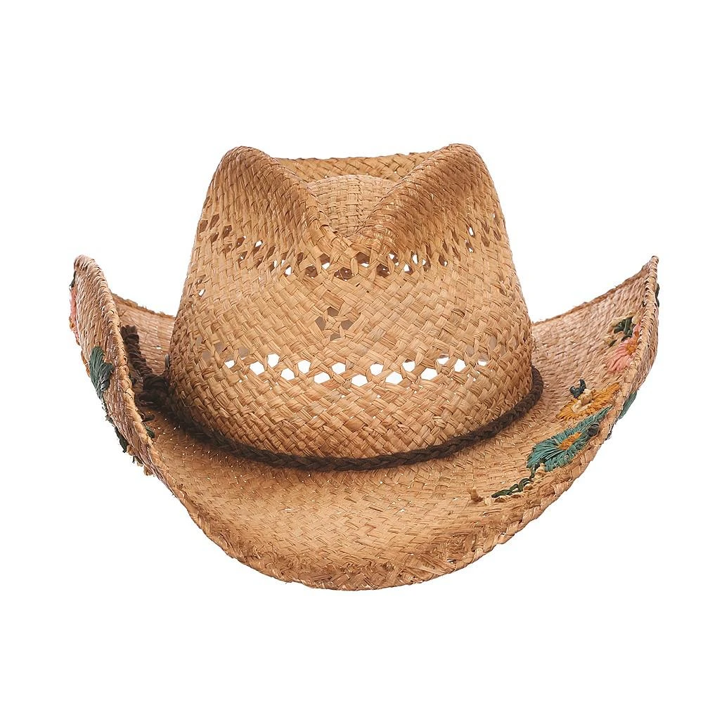 商品SCALA|Women's Woven Floral Raffia Outback Cowgirl Hat,价格¥838,第3张图片详细描述