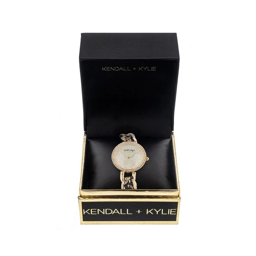 商品KENDALL & KYLIE|Women's Braided Black Stainless Steel Mesh Strap Analog Watch,价格¥114,第2张图片详细描述