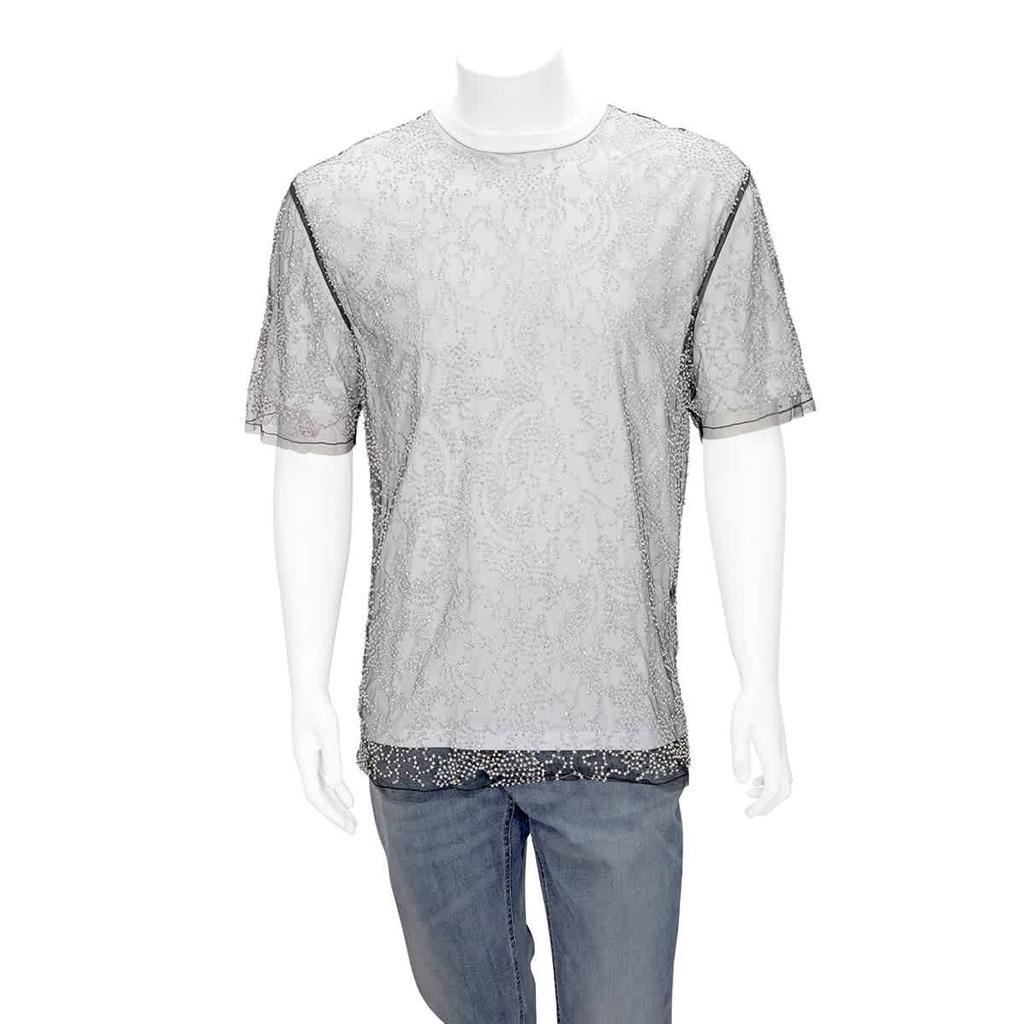 Burberry Mens Beaded Tulle And Cotton T-shirt, Size Medium商品第1张图片规格展示
