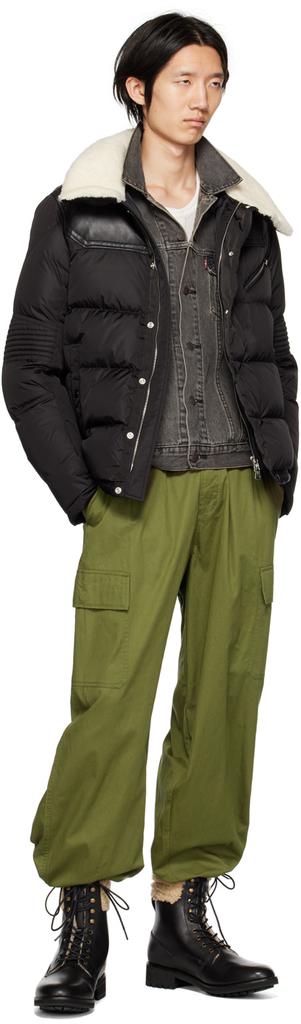 Black Leo Leather Down Jacket商品第5张图片规格展示