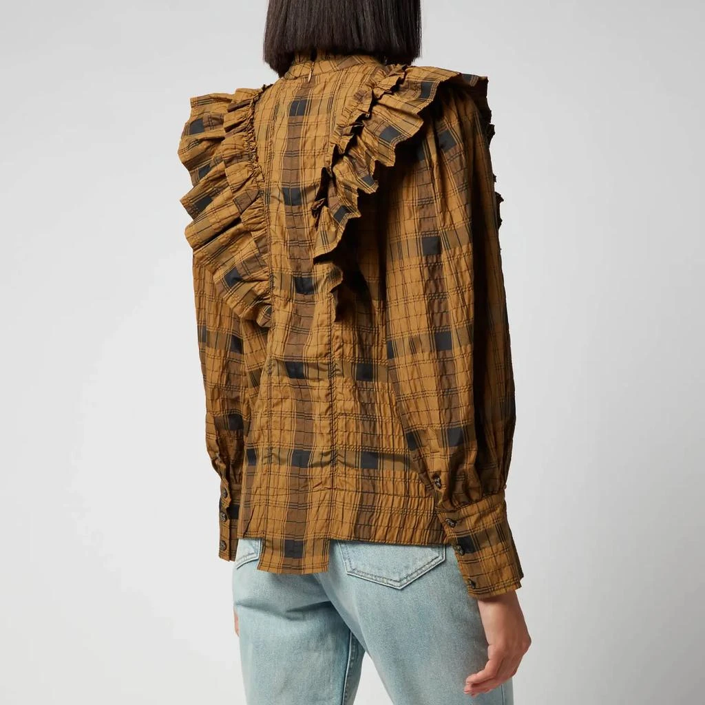 商品Ganni|Ganni Women's Seersucker Check Blouse - Butternut,价格¥453,第2张图片详细描述