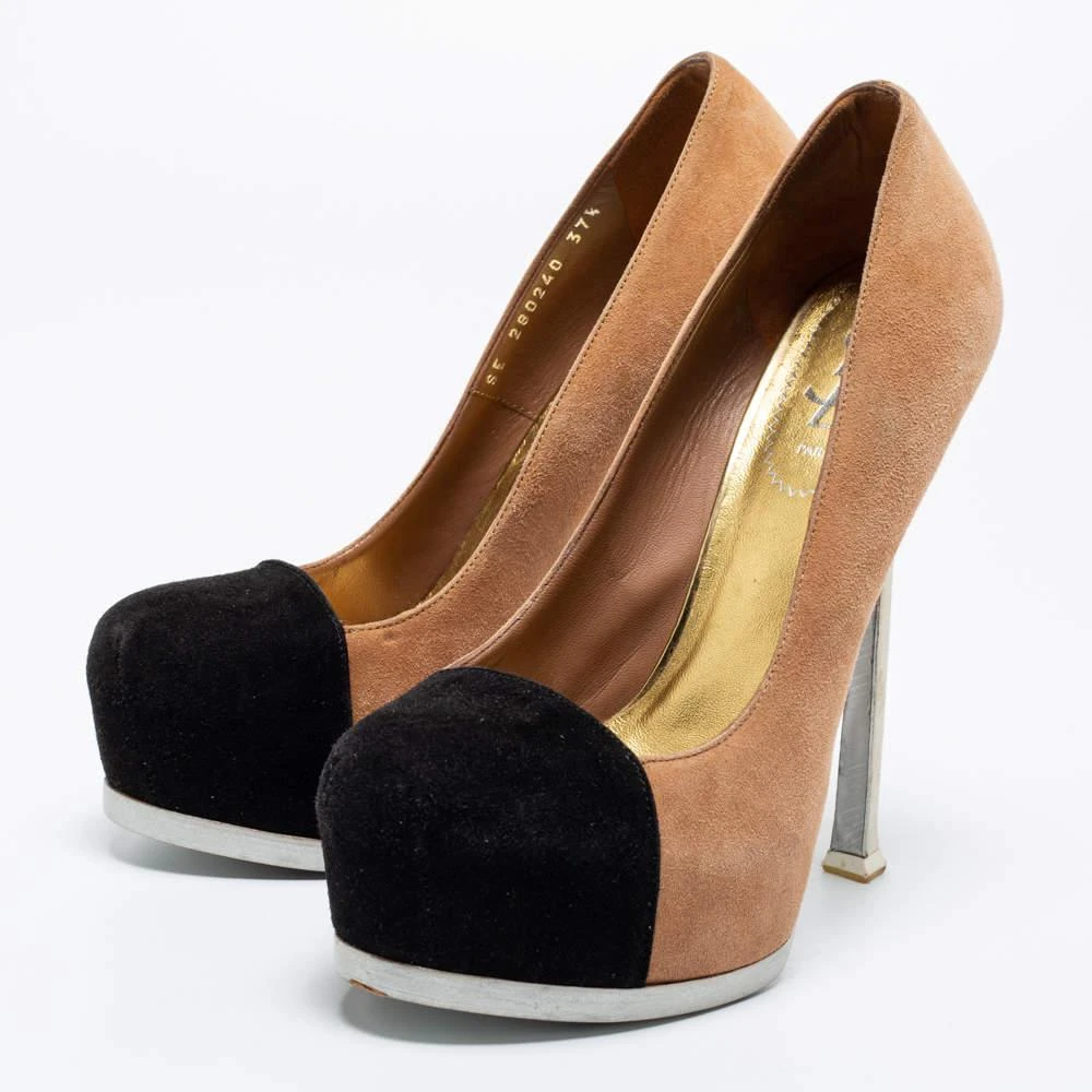 商品[二手商品] Yves Saint Laurent|Saint Laurent Paris Tow Tone Suede Tribtoo Platform Pumps Size 37.5,价格¥1560,第2张图片详细描述