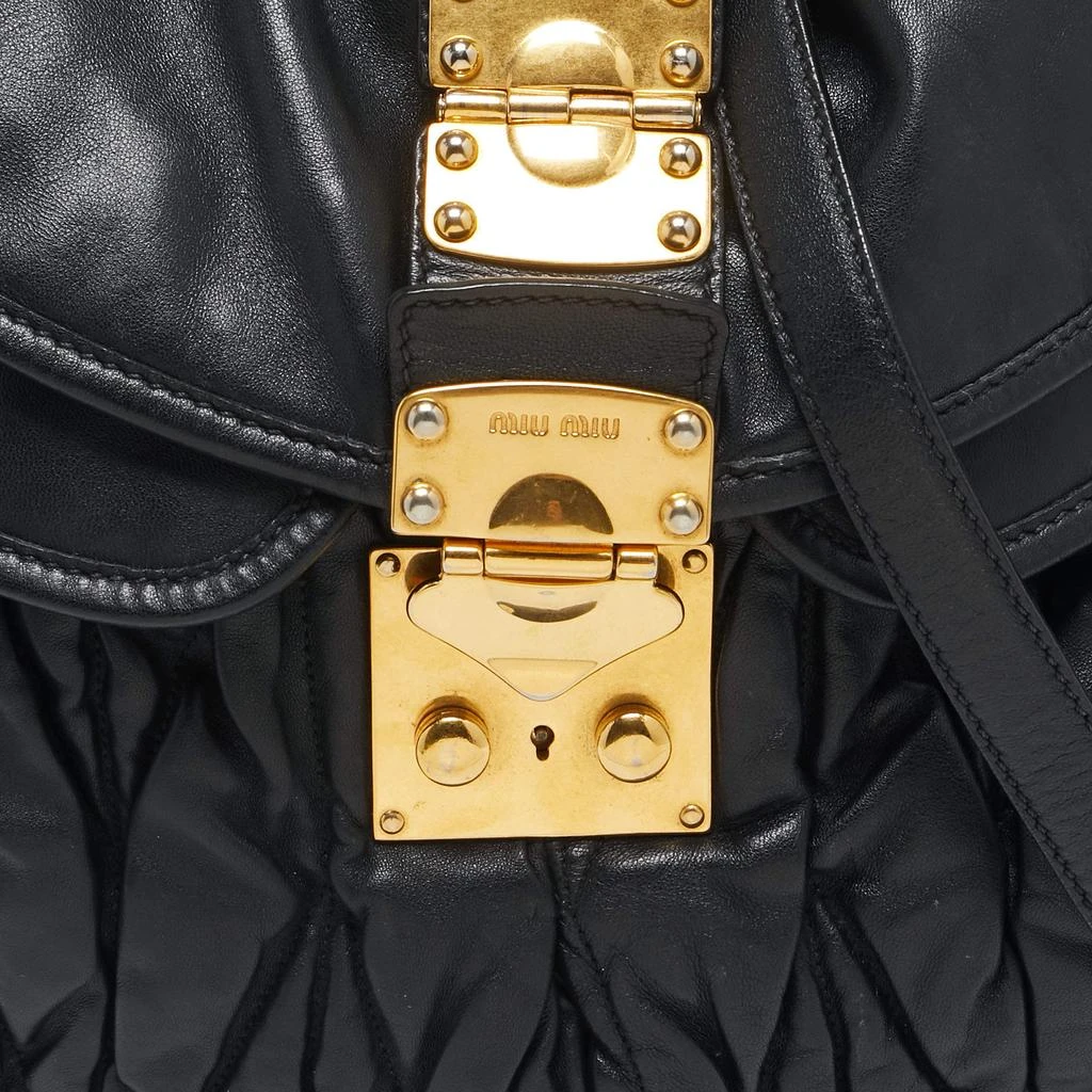 商品[二手商品] Miu Miu|Miu Miu Black Matelassé Leather Coffer Hobo,价格¥5304,第5张图片详细描述