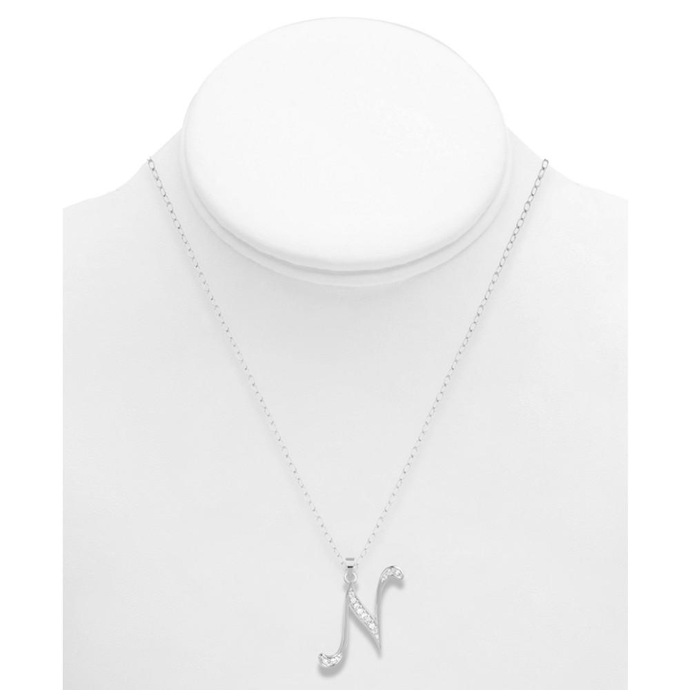 Diamond N Initial 18" Pendant Necklace (1/10 ct. t.w.) in Sterling Silver商品第2张图片规格展示