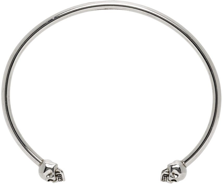 商品Alexander McQueen|Silver Thin Twin Skull Bracelet,价格¥1601,第4张图片详细描述