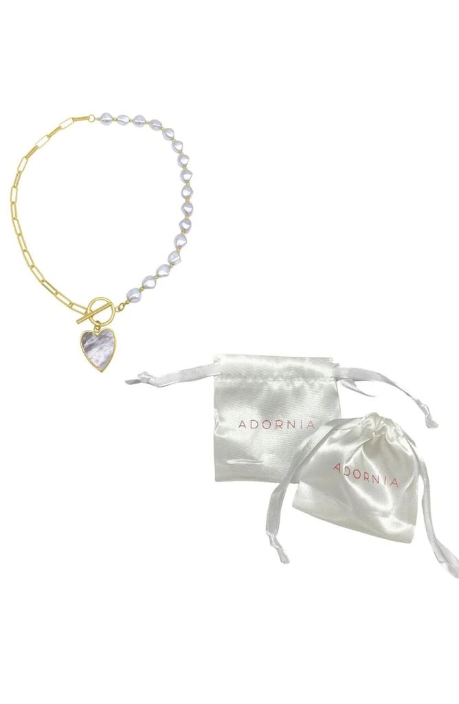 商品ADORNIA|14K Yellow Gold Plated 10mm Pearl Heart Pendant Necklace,价格¥243,第3张图片详细描述