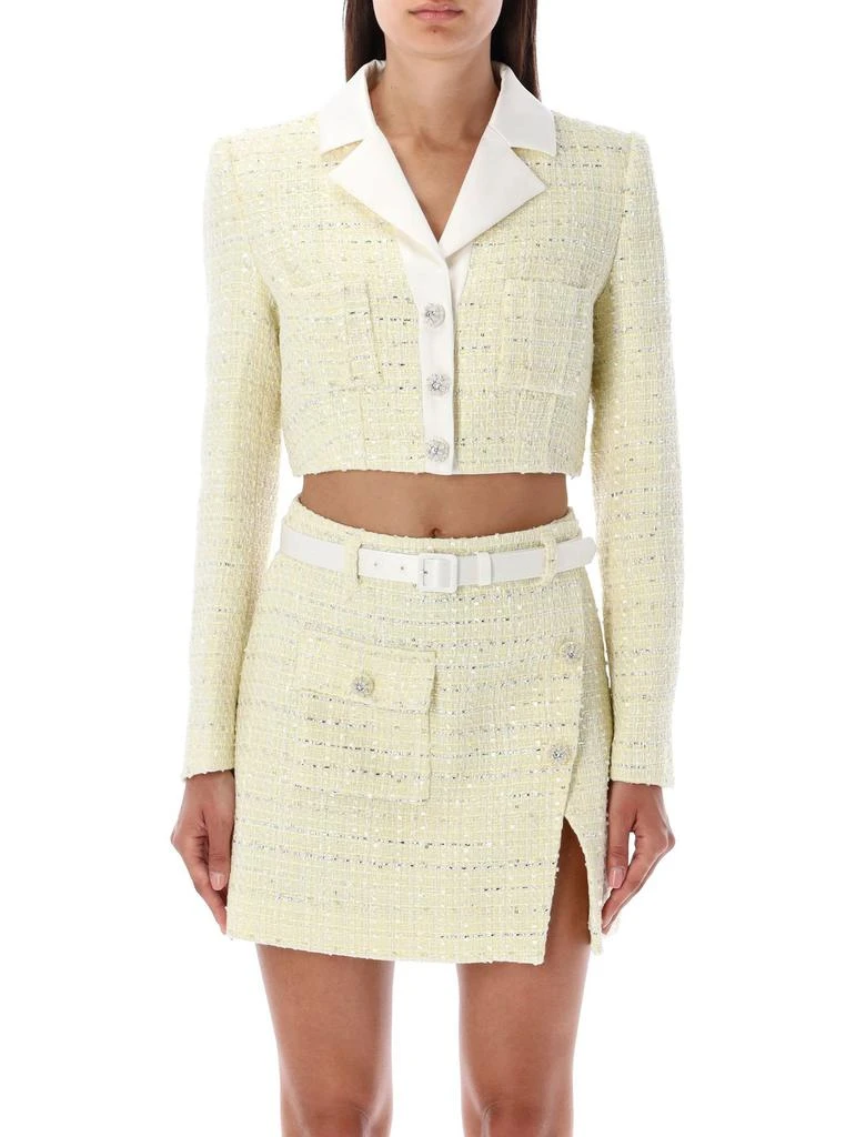 商品Self Portrait|Self-Portrait Embellished Cropped Tweed Blazer,价格¥2891-¥3206,第1张图片