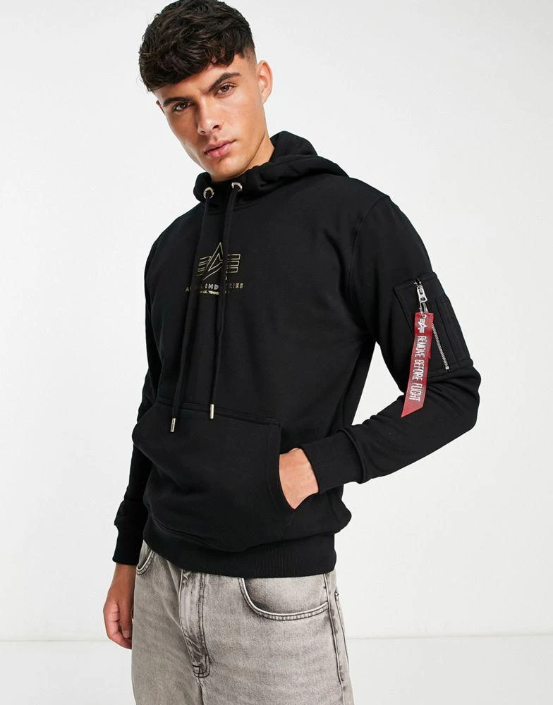 商品Alpha Industries|Alpha Industries central foil logo hoodie in black,价格¥880,第1张图片