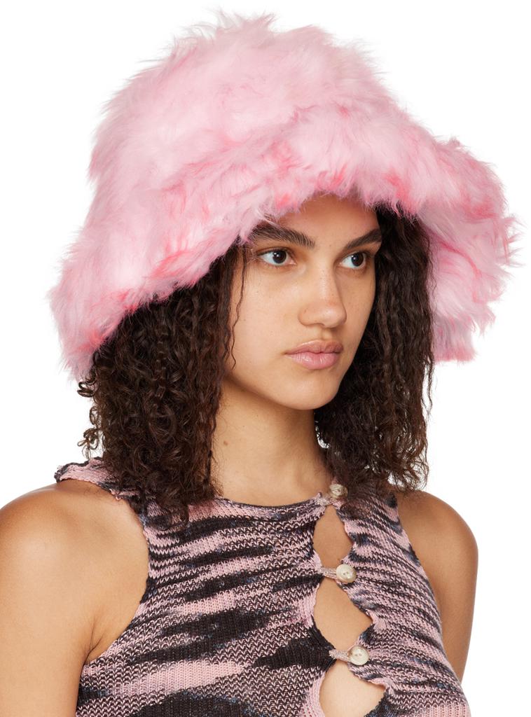 Pink Wera Oversized Faux-Fur Bucket Hat商品第2张图片规格展示